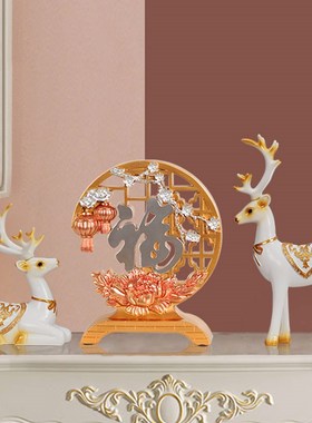 客厅玄关招财鹿装饰品摆件创意房间酒柜电视柜欧式工艺品乔迁礼物