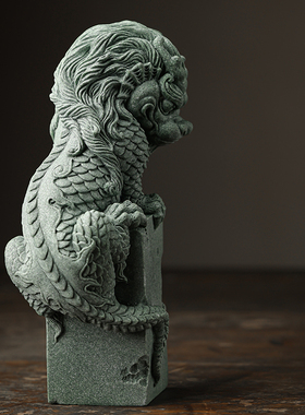 鱼缸造景创意盘龙青石家居中式茶宠摆件卧龙国潮复古送礼桌面装饰