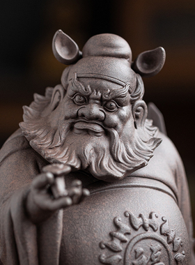 钟馗天师摆件大号家用客厅玄关办公室桌面装饰禅意陶瓷人物工艺礼