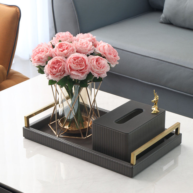 家用装饰纸巾盒轻奢创意客厅茶几收纳卫生纸盒高档创意托盘套装摆,淘宝优惠券,粉丝福利购,淘宝优惠卷