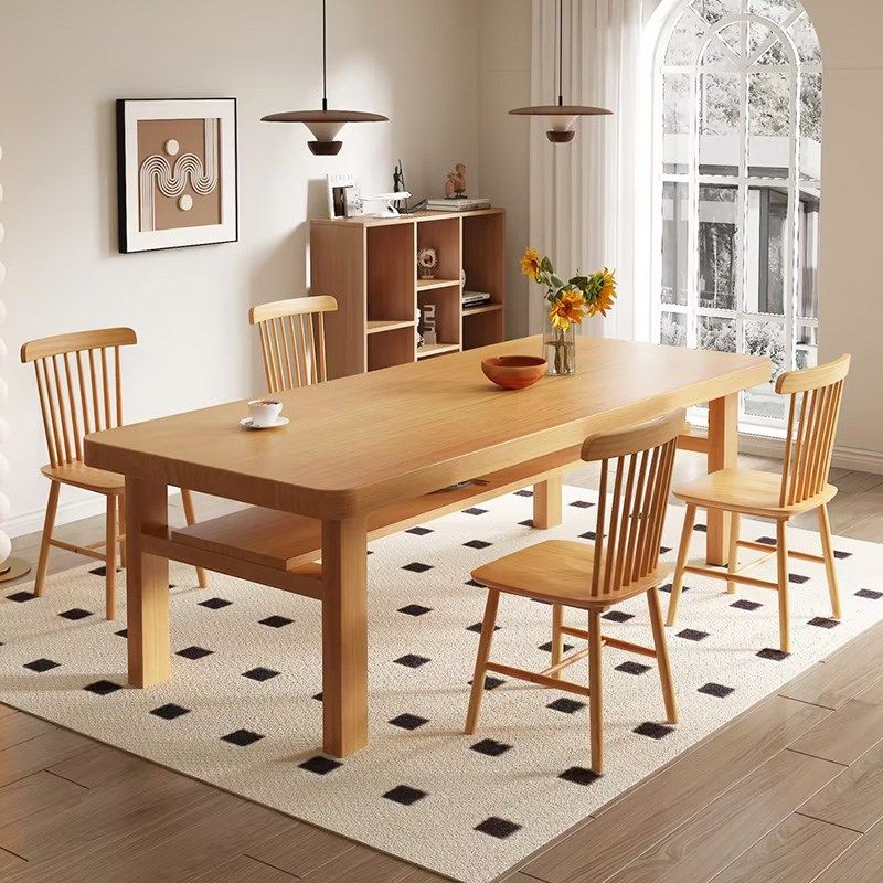 家用实木双层餐桌储物长方形客厅大书桌饭桌一体两用桌子,淘宝优惠券,粉丝福利购,淘宝优惠卷