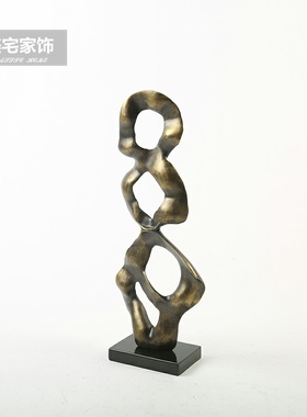 客厅玄关金属雕塑艺术品摆件 酒店大堂办公室样板房软装饰品 石窟