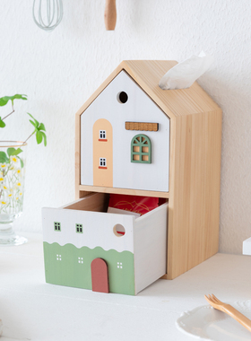 阿楹 高颜值桌面摆件卡通风儿童房间布置装饰飘窗餐桌收纳纸巾盒