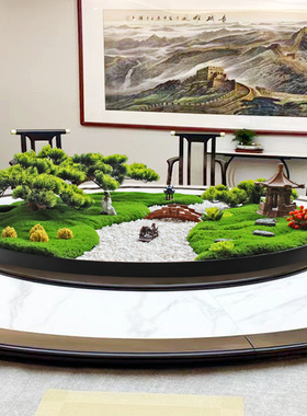 酒店大圆桌转盘中间摆件餐桌花摆花圆形装饰微景观圆桌中心摆台