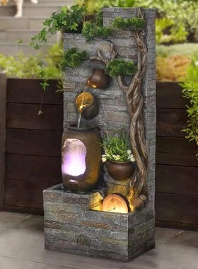 开业乔迁礼物新中式假山喷泉流水屏风摆件客厅办公室循环水景装饰