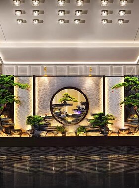 户外假山流水景观大型水幕墙公司酒店背景装饰花园喷泉造景品摆件