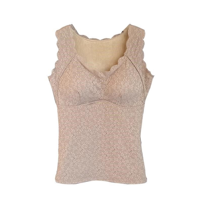 保暖背心女秋冬贴身加厚一体绒发热马甲内搭打底衫蕾丝加绒背心,淘宝优惠券,粉丝福利购,淘宝优惠卷