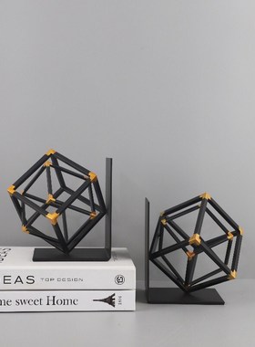 现代简约几何金属立方书挡书靠装饰摆件客厅卧室书房软装家居饰品