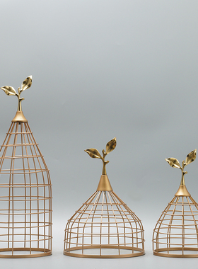 创意铁艺鸟笼摆件店铺q会所软装饰品个性工艺品桌面展示柜酒柜摆