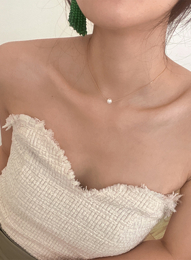 2021新款日韩时髦简约好搭配一颗珍珠项链锁骨链天然淡水珍珠吊坠