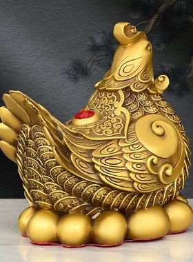 黄铜十二生肖f属相鸡摆件家居电视柜玄关酒柜摆放铜鸡吉祥物工艺