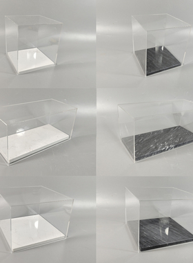 北欧景观玻璃罩几何透明摆件铜A边套装 展示柜防尘罩样板房装饰