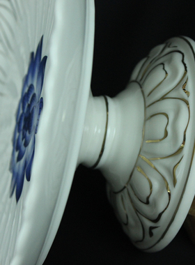 供佛用品 果盘 莲花供盘 u水果盘 供佛 佛前供果果盘 青花描金陶