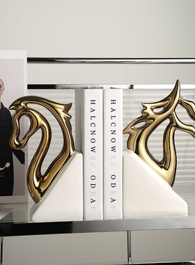 现代轻奢书档书靠摆件家居客厅酒柜G电视柜装饰品办公室书房摆设