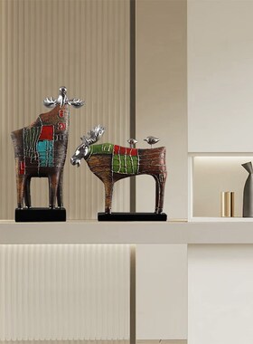 北欧风创意绵羊摆件家居现代简约抽E象酒柜婚房摆饰新房客厅装饰