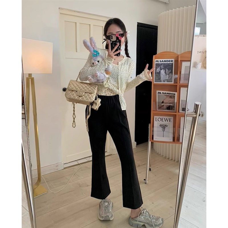 孕妇微喇叭西装裤九分春秋季2024新款弹力直筒托腹打底长裤子秋冬,淘宝优惠券,粉丝福利购,淘宝优惠卷