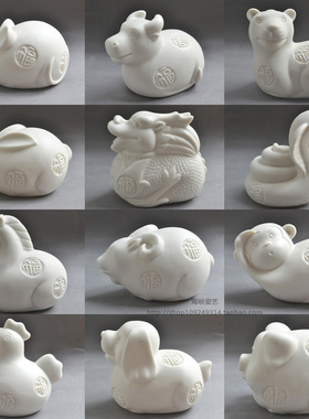 十二生肖鼠牛虎兔龙蛇马羊猴鸡狗猪爱动物陶瓷小