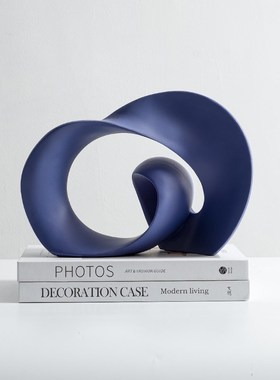 现代蓝色异形几何样板间售楼处客厅柜摆设酒店桌面装饰品