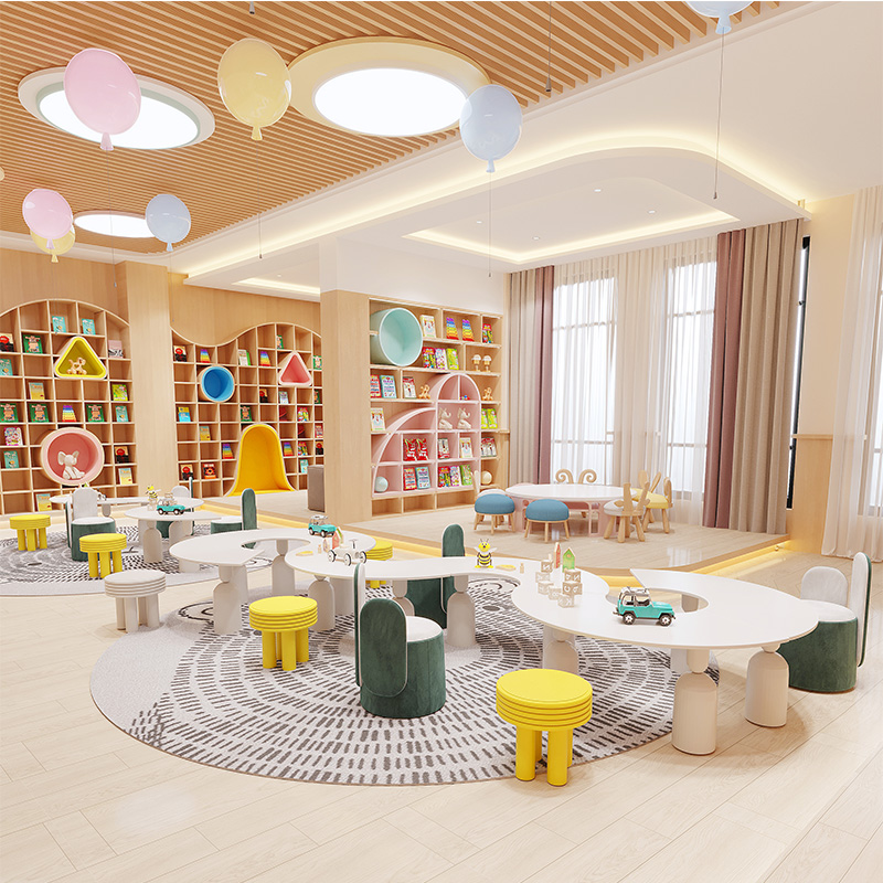 Children's tables and chairs, early childhood education center, creative entertainment area, kindergarten picture book library, learning handmade table customization