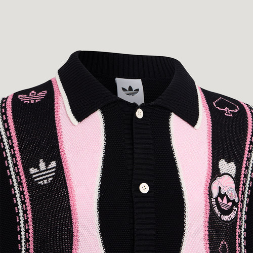 Adidas/阿迪达斯官方正品三叶草针织开衫新款黑粉色外衫KY8309 - 图1