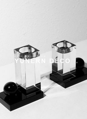 现代轻奢书房桌面水晶几何书档摆件样板房书柜书架书立装饰品摆设