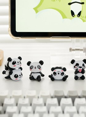 卡通可爱熊猫小摆件治愈系办公桌面电脑趴趴装饰品车载中控台摆设