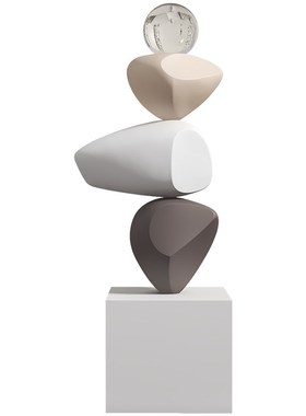 时来运转桌面客厅酒柜办公室房间玄关家居软装饰品石头工艺品