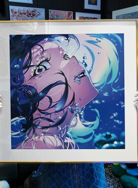 宿舍网吧P站二次元艺术画人物海报装G饰画米山舞卧室客厅书房挂画