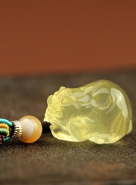 天然黄水晶雕刻貔貅吊坠男女佩戴随身挂饰汽车钥匙扣包包手机挂件