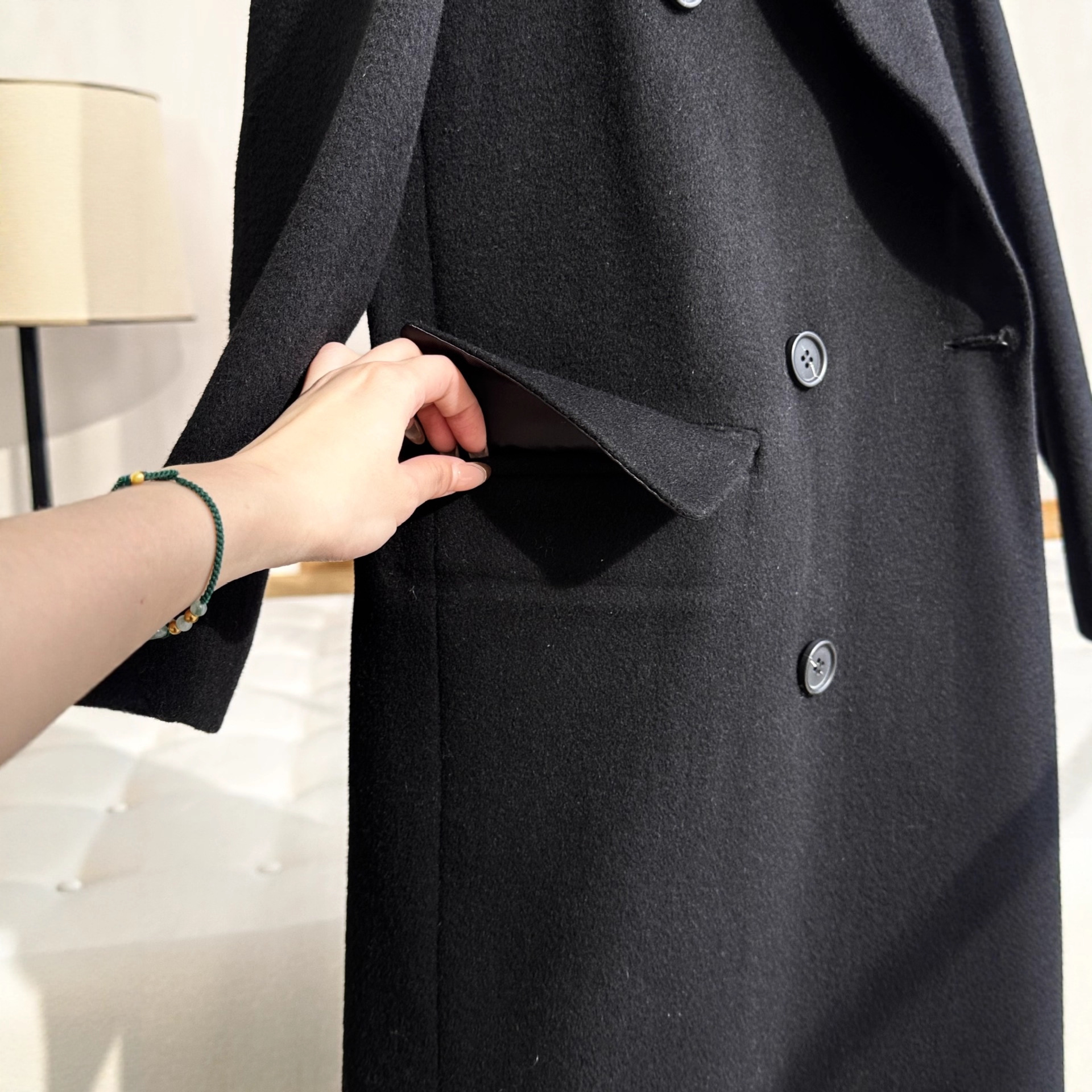 杨S林同款!柜3.5W+!直身廓形正肩羊毛大衣中长款毛呢外套女秋冬 - 图0