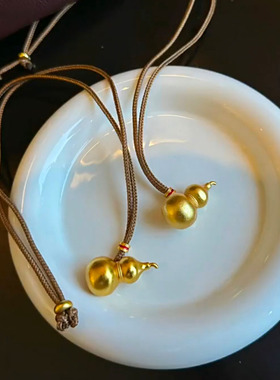 小众简约设计金色葫芦吊坠项链女