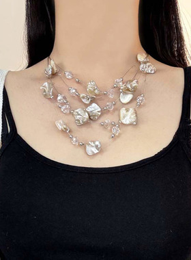 波西米亚度假风碎石水晶项链