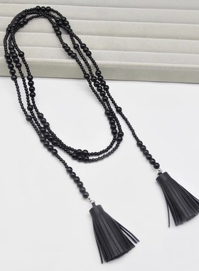 新中式复古超长款流苏叠戴项链