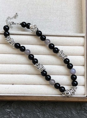 天然石拼接串珠项链锁骨链颈链