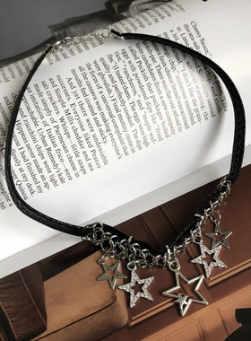 碎银星星拼接皮质颈链项圈女轻奢