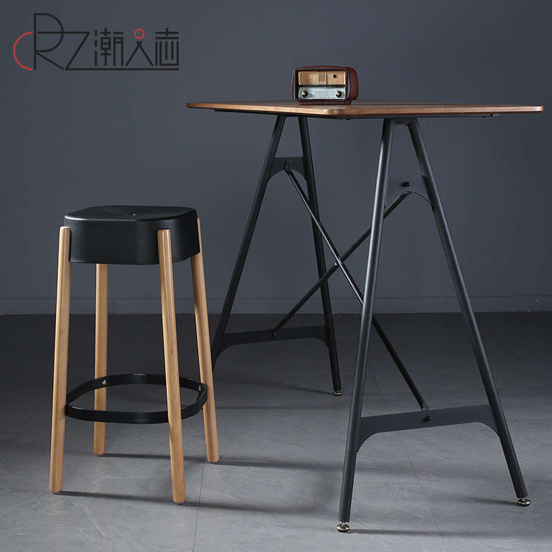 现代简约吧台椅子家用吧台凳子黑白色高脚椅子前台实木酒吧高凳子,淘宝优惠券,粉丝福利购,淘宝优惠卷