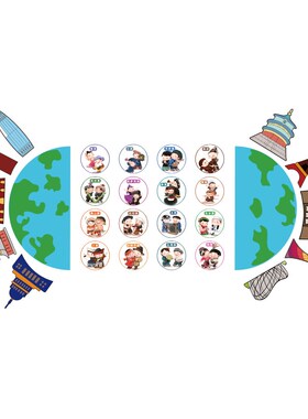 56五十六个f民族团结幼儿园环创板主题成品文化地图墙面装饰贴纸