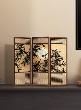 墨竹图桌面屏风摆件中国风茶室餐厅装饰画斗柜P电视柜餐边柜摆台