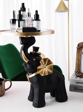 北欧轻奢大象收纳摆件p创意办公室客厅摆设居家轻奢树脂工艺品摆
