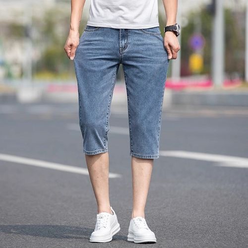 牛仔七分裤男士宽松夏季薄款五分裤过膝7分休闲 短裤男土八分 - 图2