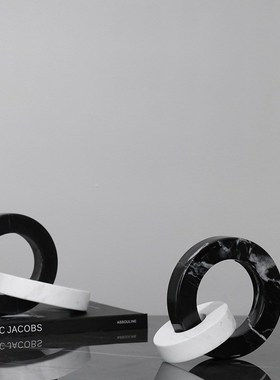 现代轻奢大理石几何摆件家u居创意软装饰品样板房间售楼处玄关摆