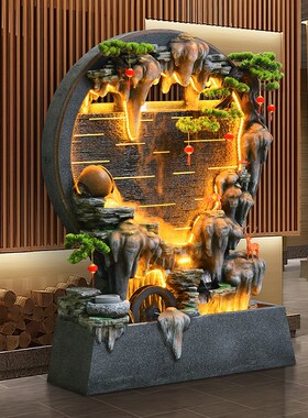 假山流水喷泉客厅水幕墙摆件循A环水屏风阳台花园装饰庭院鱼池造