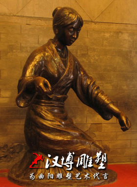 玻璃钢仿铜古代纺织人物雕塑铸铜人物雕塑校园室内步行街景观雕塑