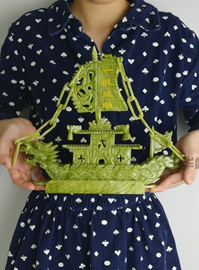 玉石玉雕龙船一帆风顺摆件家居装饰品电视柜客厅办公室工艺品礼品