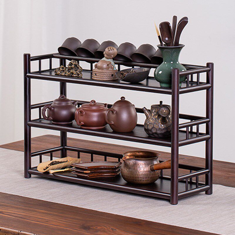 Desktop teapot rack small Bogu rack tea cup rack tea set storage rack multi-layer tea room countertop drain cup holder Chinese style