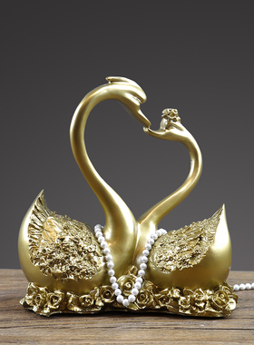欧式复古情侣天鹅摆件 美式客厅玄关高档家居装饰摆设 结婚礼物