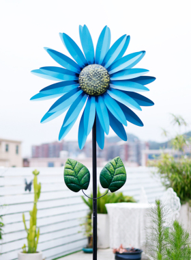 美式乡村旋转铁艺风车幼儿园大号摆件别墅户外庭院花园插件装饰品