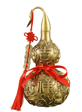 聚善缘开口铜葫芦摆件新房搬家家居葫芦小号招财客厅办公室装饰品