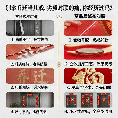 乔迁之喜对联新居搬家入宅2026年新款自带背胶新房入户门别墅大门 - 图0