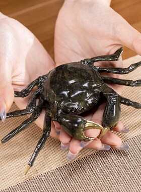 朱炳仁铜 金钳宝 铜螃蟹摆件八方来财客厅桌面茶宠手把件装饰礼品